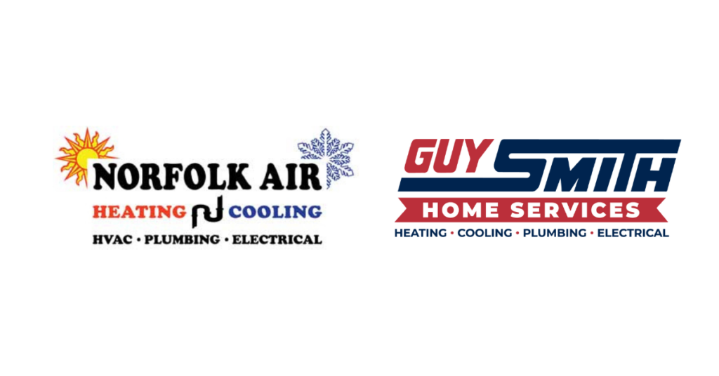 Norfolk Air Heating & Cooling and Guy Smith Home Services logos displayed side by side.