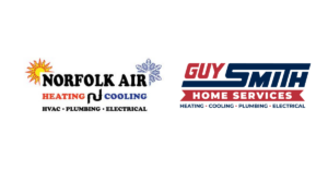 Norfolk Air Heating & Cooling and Guy Smith Home Services logos displayed side by side.